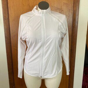 EUC Zenergy by Chicos 2 (L/12) White Athletic Zip-Up Jacket